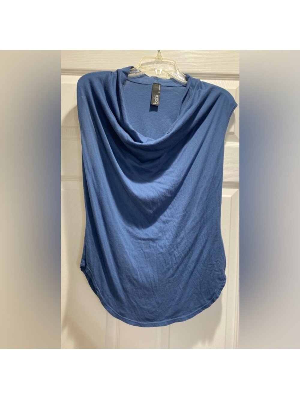 Draped cow neck Neck Navy Women's Top